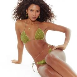 Jaded London Beach & Swimwear Dream In Lace Lime Bikini Top