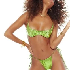 Jaded London Kiwi Punch Ruched Bikini Top Beach & Swimwear