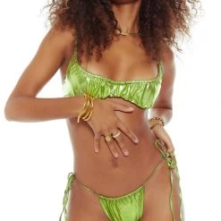 Jaded London Kiwi Punch Ruched Bikini Top Beach & Swimwear