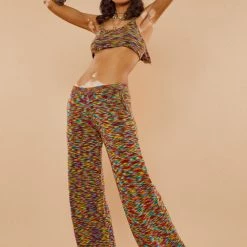 Jaded London Spacedye Knit Crop Top With Matching Sleeves Tops