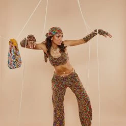 Jaded London Spacedye Knit Crop Top With Matching Sleeves Tops