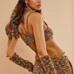 Jaded London Spacedye Knit Crop Top With Matching Sleeves Tops