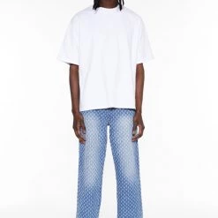Jaded Man Light Blue Distressed Skate Jeans Denim