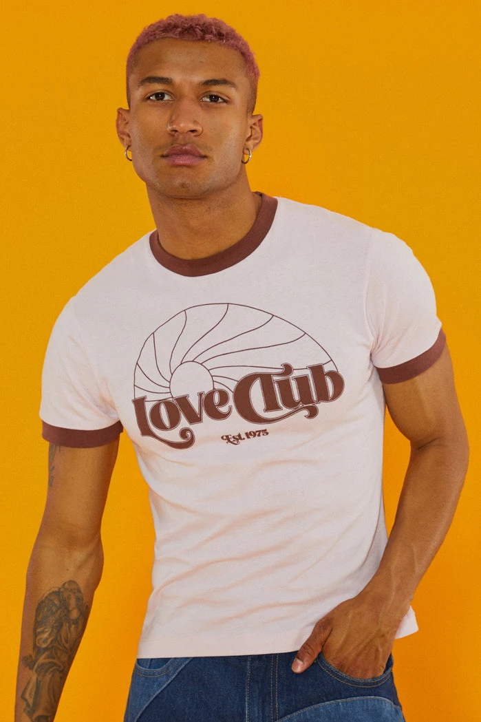 Jaded Man Pink Love Club Ringer T Shirt Tees 4 Jaded Man Pink Love Club Ringer T Shirt Tees