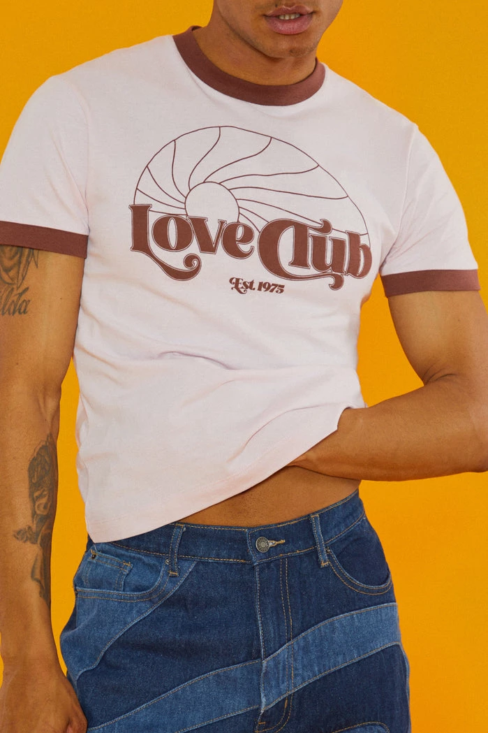 Jaded Man Pink Love Club Ringer T Shirt Tees 7 Jaded Man Pink Love Club Ringer T Shirt Tees