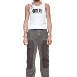 Jaded Man White Outlaw Ribbed Vest Tees