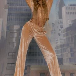 Jaded London Velour Low Rise Wide Leg Jogger With Thong & Embroidered Logo Detail Co-ords