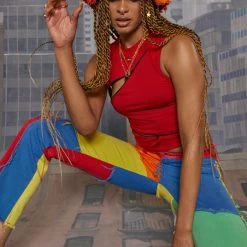 Jaded London Primary Colour Block Patchwork Denim Boyfriend Fit Jeans