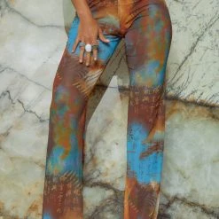 Jaded London Heatmap Print Mesh Trousers With Extra Long Waist Binding Detail