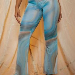 Jaded London Beach & Swimwear Marble Print Low Rise Flared Leg Beach Trousers