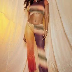 Jaded London Ombre Mix Print Slight Flared Leg Beach Trousers Beach & Swimwear