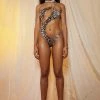 Jaded London Leopard Print O-Ring Cut Out Recycled Swimsuit