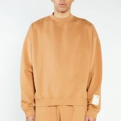 Jaded Man Hoodies & Sweatshirts Tan Oversized Mock Neck Sweatshirt