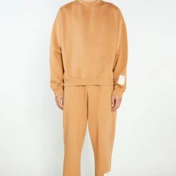 Jaded Man Hoodies & Sweatshirts Tan Oversized Mock Neck Sweatshirt