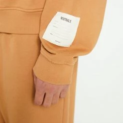 Jaded Man Hoodies & Sweatshirts Tan Oversized Mock Neck Sweatshirt