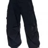 Jaded London Black Parachute Cargo Pants Trousers