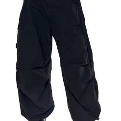 Jaded London Black Parachute Cargo Pants Trousers