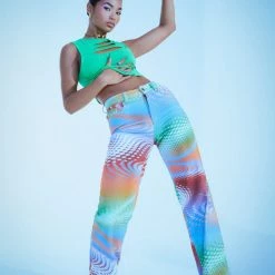 Jaded London Y2K Warped Dot Print Slouchy Boyfriend Fit Jeans