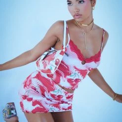 Jaded London Cherry Swirl Print Double Layer Ruched Side Mini Skirt 11 Jaded London Cherry Swirl Print Double Layer Ruched Side Mini Skirt