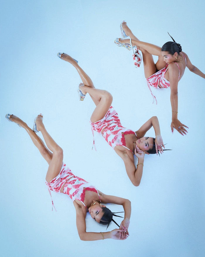 Jaded London Cherry Swirl Print Double Layer Ruched Side Mini Skirt 4 Jaded London Cherry Swirl Print Double Layer Ruched Side Mini Skirt