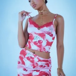 Jaded London Cherry Swirl Print Double Layer Ruched Side Mini Skirt