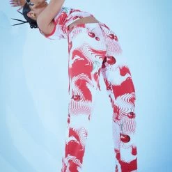 Jaded London Cherry Swirl Print Slouchy Boyfriend Fit Jeans