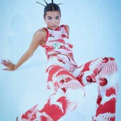 Jaded London Cherry Swirl Print Slouchy Boyfriend Fit Jeans