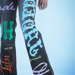 Jaded London Honey Bum Print Low Rise Jeans