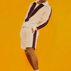 Jaded Man Tan & Brown Velour Relaxed Fit Shorts