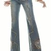 Jaded London Petite Crimson Rose Embroidered Jeans