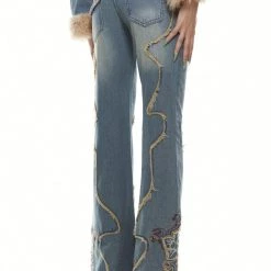 Jaded London Crimson Rose Embroidered Jeans