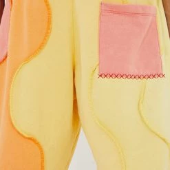 Jaded Man Joggers Wave Cut And Sew Orange Cuffed Jogger