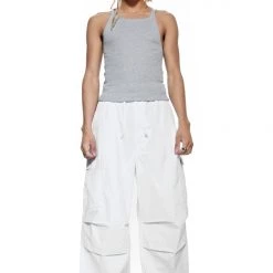 Jaded Man Pure White Parachute Cargo Pants Eden