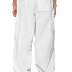 Jaded Man Pure White Parachute Cargo Pants Eden