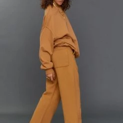 Jaded London Tan Oversized Mock Neck Sweatshirt Hoodies & Sweatshirts