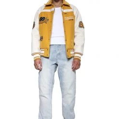 Jaded Man Mustard Rodeo Varsity Jacket Coats & Jackets