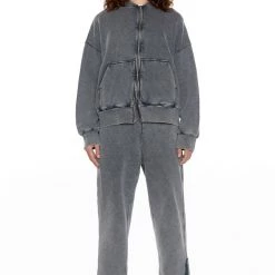 Jaded Man NTRLS Chrome Grey Oversized Zip Through Hoodie Co-ords