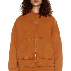 Jaded Man NTRLS Rust Orange Oversized Zip Through Hoodie Co-ords