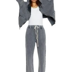 Jaded London NTRLS Chrome Grey Oversized Zip Through Hoodie Co-ords