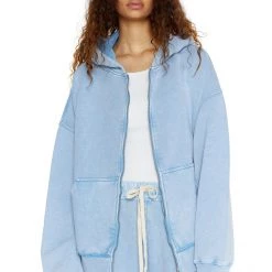 Jaded London Co-ords NTRLS Powder Blue Oversized Zip Through Hoodie